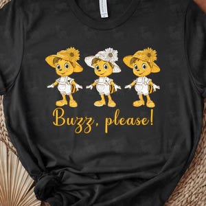 Cute Bee Clipart | Buzz Please Digital Download | Funny Bee Graphic | Summer Bee Art Print | Flower Hat Bee PNG | Instant Download