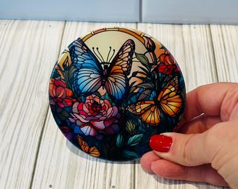 Sottobicchiere a farfalla: sottobicchiere in ceramica con effetto vetro colorato