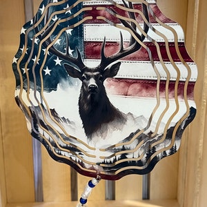 wind spinner for garden decor for deer lover porch decor for patriotic lover windspinner for patio decor gift for deer lover garden decor