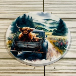 Highland cow coaster for birthday gift coaster for highland cow lover gift for birthday gift for highland cow lover gift for everyone