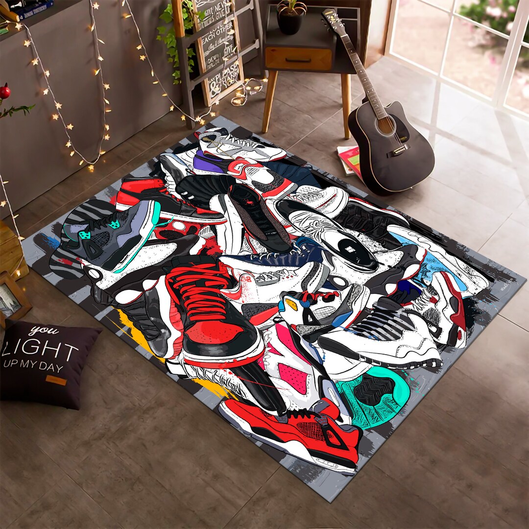 Sneaker Rug, Shoes Rug,mixed Sneakers Rug,shoes Room Rug,area Rug