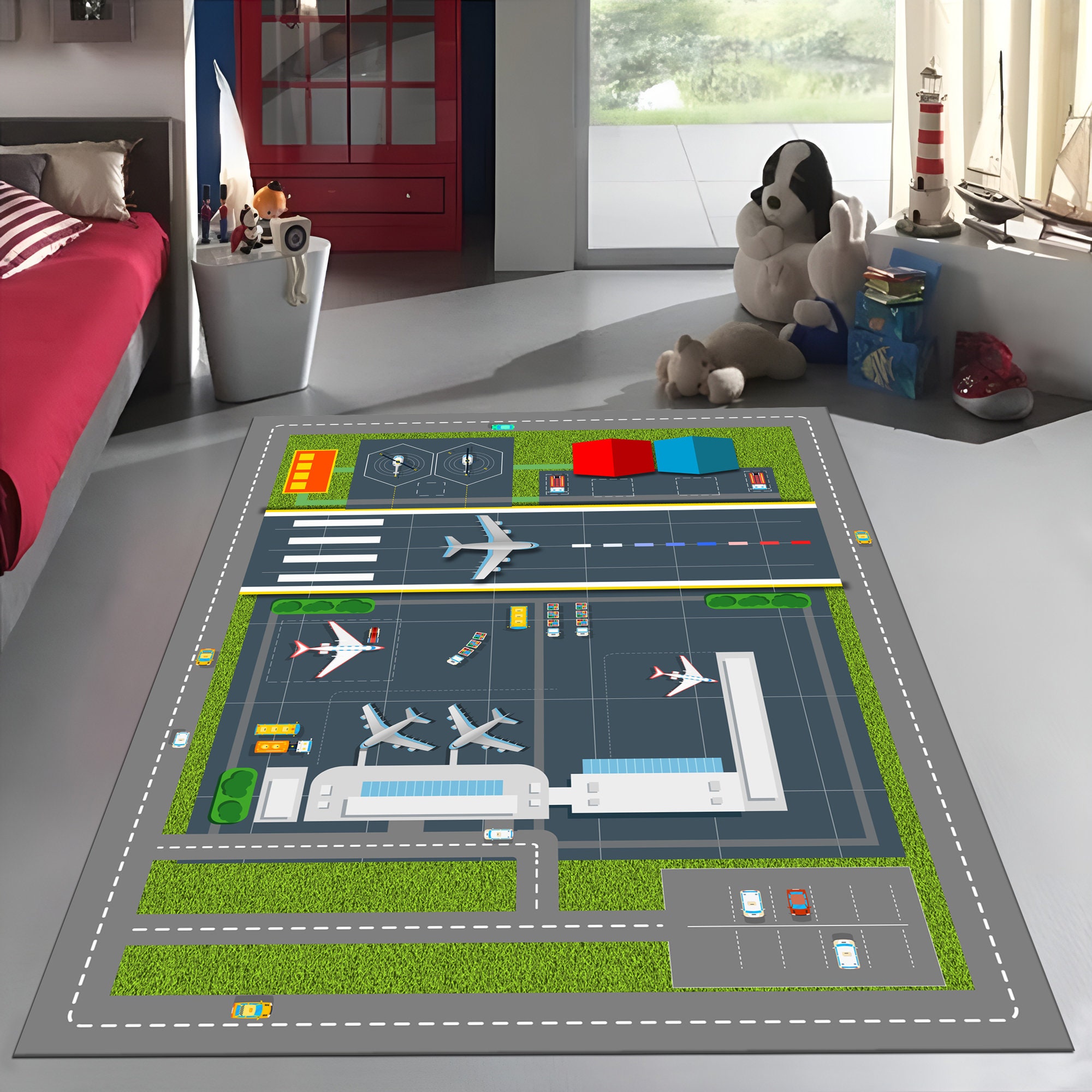 Airport Map Playmat Decorative Carpet for Children's Etsy