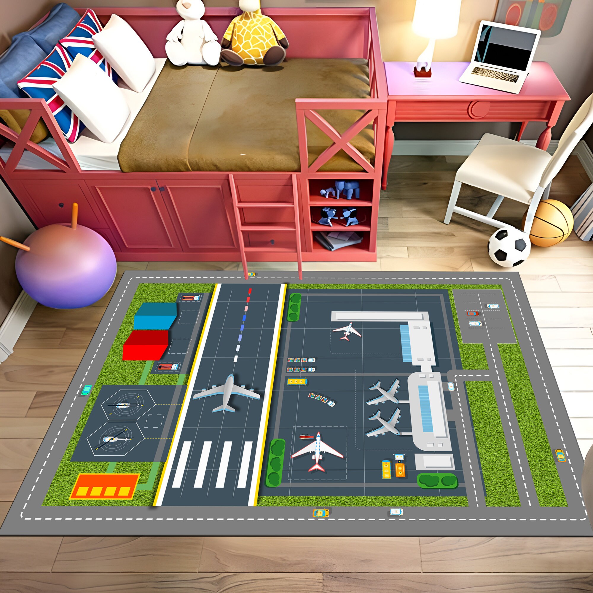 Airport Map Playmat Decorative Carpet for Children's Etsy