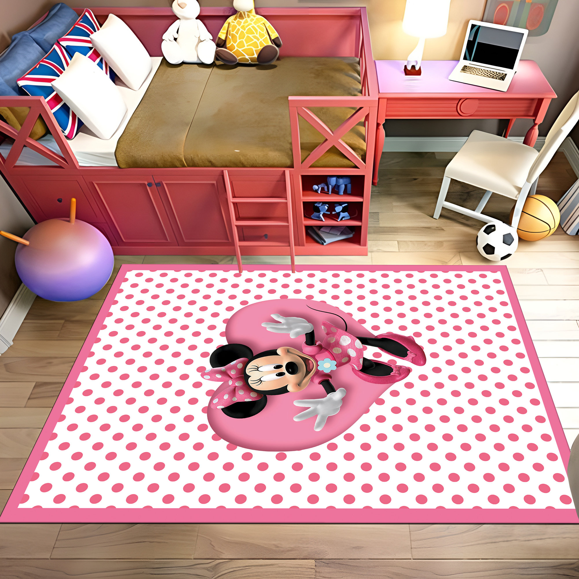 Discover Tappeto Mouse, tappeto rosa, tappeto per camera dei bambini