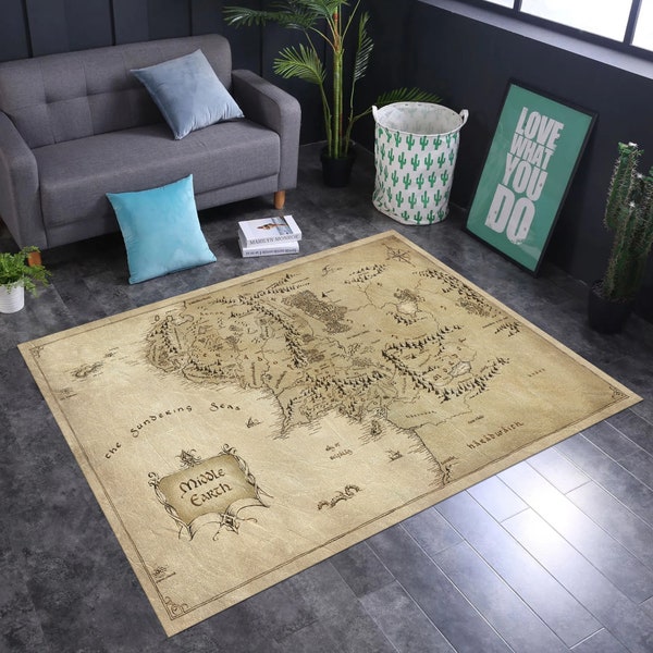 Middle Earth Map Rug, Map Rug Carpet, LOTR Map Rug, Map Rug, Middle Earth Map Rug,Earth rug,Personalized rug, LOTR rug, Movie decor Rugs