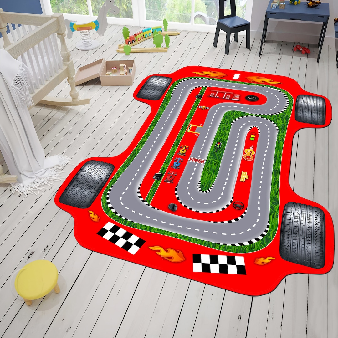 Race Car Rug,red F1 Car,race Track Rug,formula 1 Rug,kids Room Rug,baby