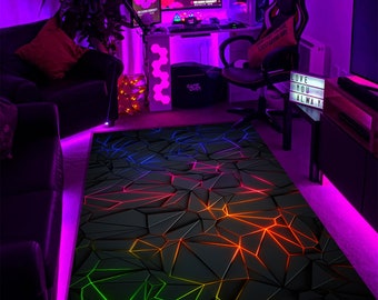 Gamer Rug, Game Rug, Gaming Rug, Play Room Rug, Colorful Rug, Home Decor, Colorful Rug, Neon Look Rug, E-Sport Rug,Area Rug.