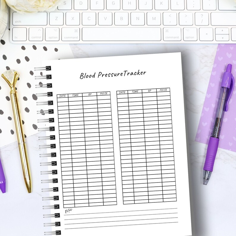 Printable Blood Pressure Sheet, Hypertension Tracker, Heart Rate Log ...