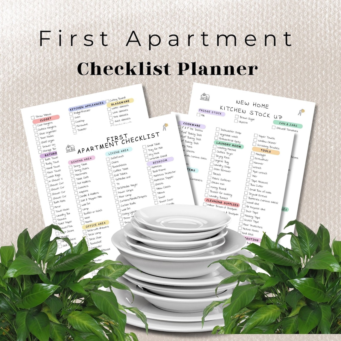 Printable First Apartment Checklist Planner Printable, Room by Room ...