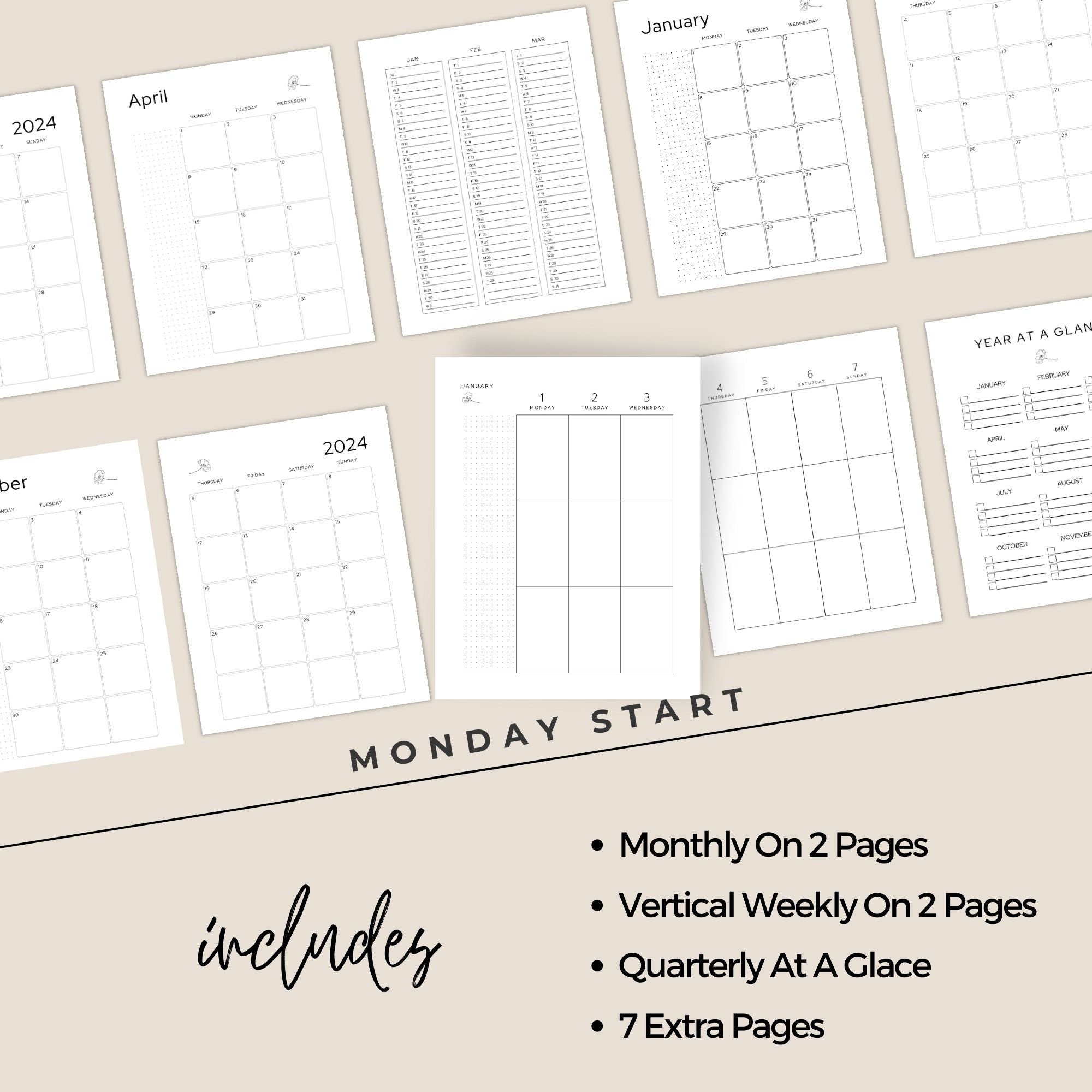Big Happy Planner 2024 Printable, Weekly Planner, Budget Plan