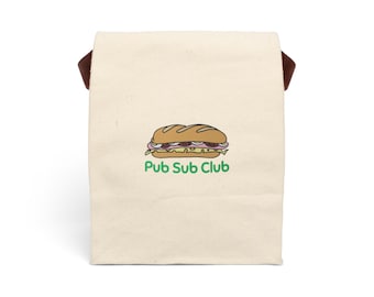 Pub Sub Club Canvas Lunch Bag, Fun Lunch Tote Bag, Kids School Bag, Picnic Food Carrier, Eco-Friendly Lunch Pouch, Back to School