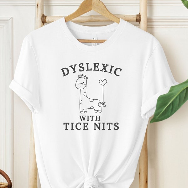 T-shirt dyslexique avec lentes, chemise dyslexique drôle, chemise girafe, t-shirt sarcastique humoristique stupide de l'an 2000, chemise meme dessin animé, cadeau meilleur ami