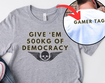 BENUTZERDEFINIERTE Helldivers 2 500KG der Democracy T-Shirt, Taucher 2 personalisierte Gamer Tag Shirt, Gamer Geschenk, Malevelon Creek Grafik-Shirt,