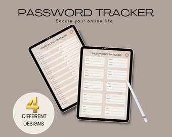 Localizzatore e gestore di password digitali | Localizzatore password digitale | Stampabile | Editore PDF | Custode della password | Organizzatore di password | Registro delle password