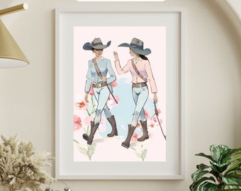 Cowgirl Wall Art Southern Girl Decor Preppy Wall Art Coastal Cowgirl Stampa Western Wall Art Retro Western Print Download digitale istantaneo