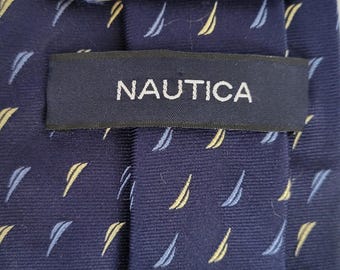 Cravate Nautica bleu marine à motif voiliers Cravate drapeau EUC