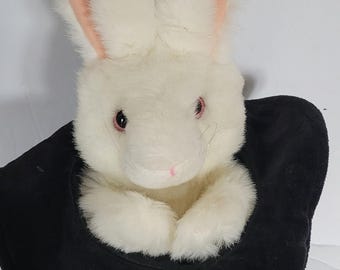 FOLKMANIS Rabbit in Hat  hand puppet Plush Magician Hat stuffed animal EUC