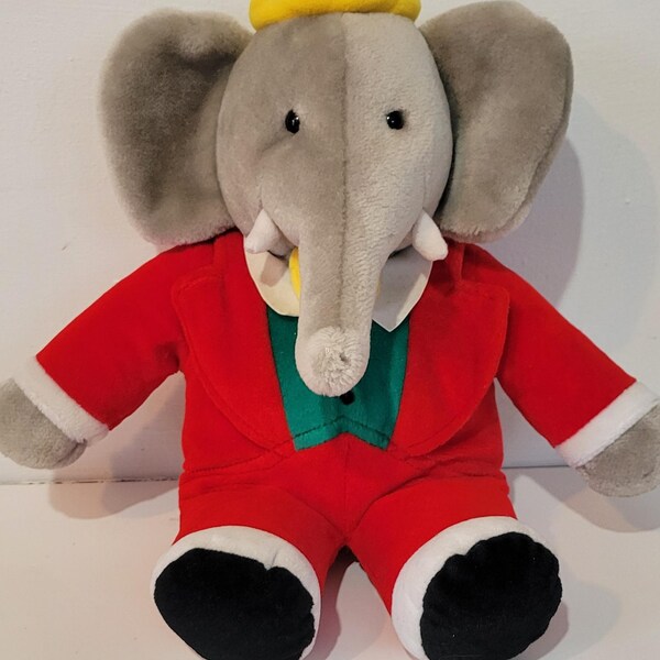 Vintage Gund Babar the Elephant Plush 1988 Macys 14 inch Red Suit