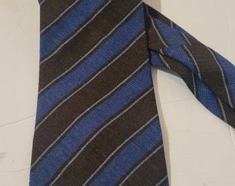 Oleg Cassini striped  necktie in blue and brown vintage Pre-owned