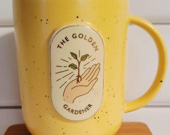 Anthropologie Golden Gardener Mug - EUC Yellow Coffee Cup