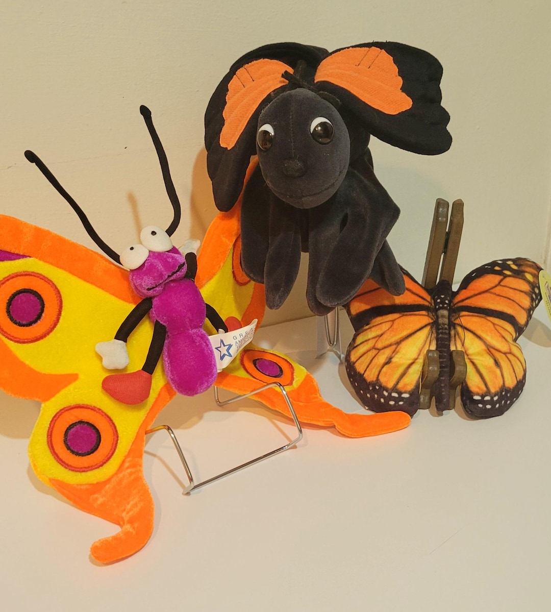 Plush Butterflies Monarch Toy Monarch Glove Puppet Bright Colored ...