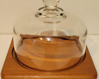 MCM Goodwood  Teak Cheese Board Cloche EUC