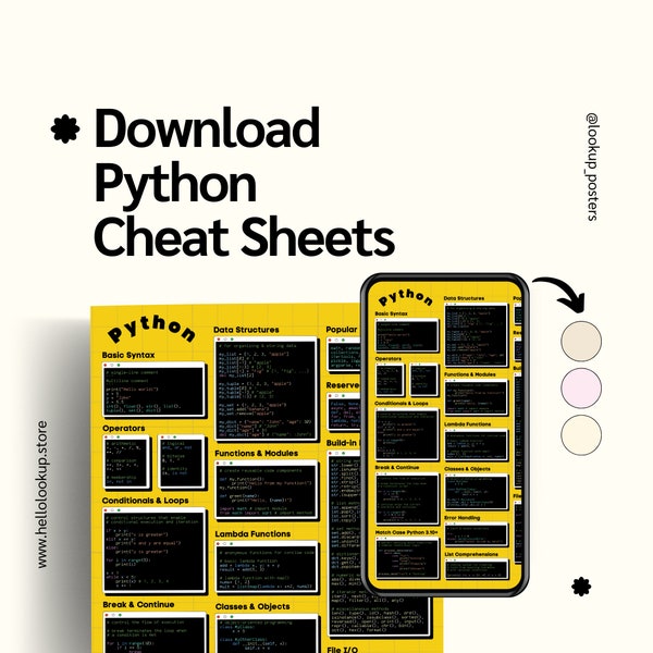 Python Cheat Sheet Poster - Etsy