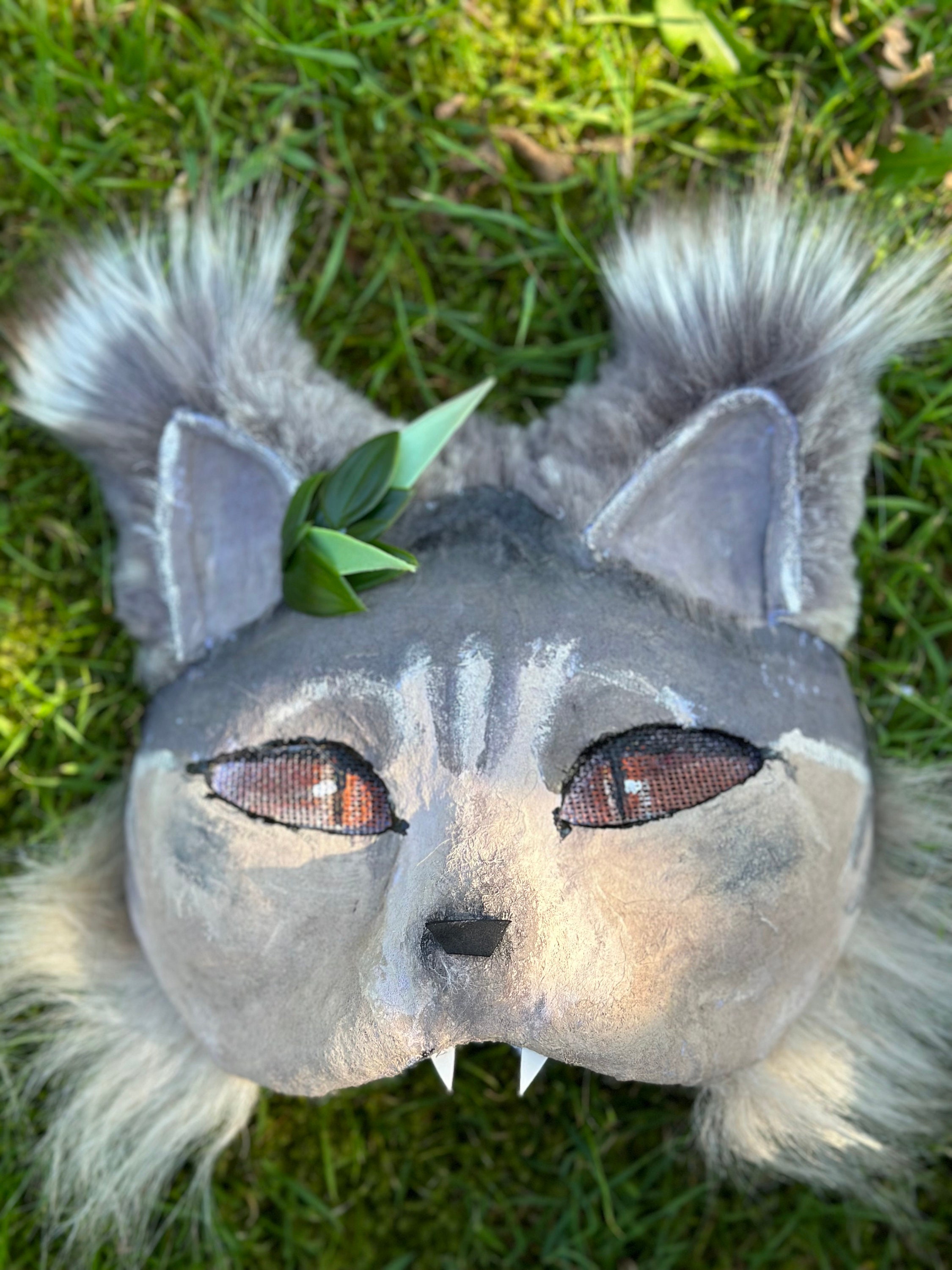 Therian Grey Cat Mask with fur details. Brand new and in perfect condition.