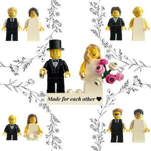 Wedding Figures Made from LEGO® Bricks | Bride and Groom Cake Toppers | Perfect for Weddings, Engagements | Customizable Guest Gift