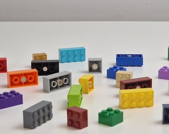 Magneten gemaakt van Lego®-stenen | in nieuwe verschillende kleuren en maten | Voor schoolbord, koelkast, whiteboard | Souvenir, gastgeschenk