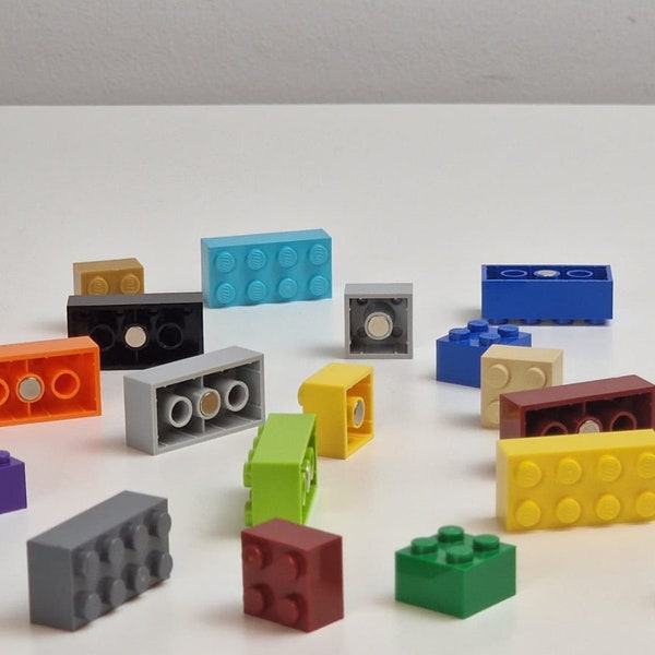 Magnete aus echten Lego® Steinen | NEUE Magneten in neuen verschiedenen Farben und Größen | Für Tafel, Kühlschrank, Whiteboard | Geschenk