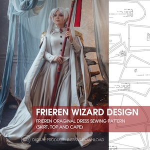 Fantasy-Zauberer-Muster | Fantasy Kleid Schnittmuster | Frieren Trachten-Muster | Fantasy Renaissance Kostüm DIY PDF Pattern - Digitales Produkt