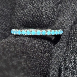 Turquoise Eternity Ring - 925 sterlingzilver Turquoise Ring - Sierlijke Ring - Turquoise sieraden - Stapelbare ring - Ring voor haar