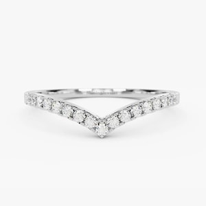 Sterling Silver Chevron Ring: Natural Zircon V Shape Ring