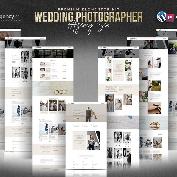 Agency Six - WordPress Elementor Pro Template Kit - voor trouwfotografen en evenementenplanners