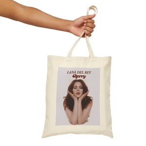 Eco-Chic Delight: Organic Lana Del Rey &#39;Lust for Life&#39; Cherry Tote Bag - Sustainable Style for Music Lovers