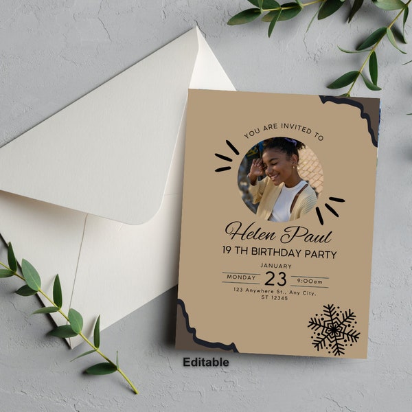 Shades of Brown Mobile Invitation for Teen Birthday - Women's Glow Party Invite