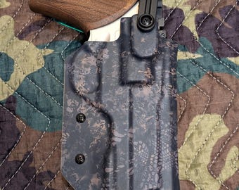 Chiappa Rhino 40DS OWB Taco Style Kydex Holster with Level 2 hood retention.