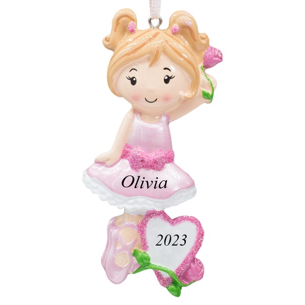 Personalized Ballet Girl Ornament 2023, Ballerina Dancer with Pointe Shoes Christmas Ornament, Ballet Dance Xmas Gift, Custom Name Year