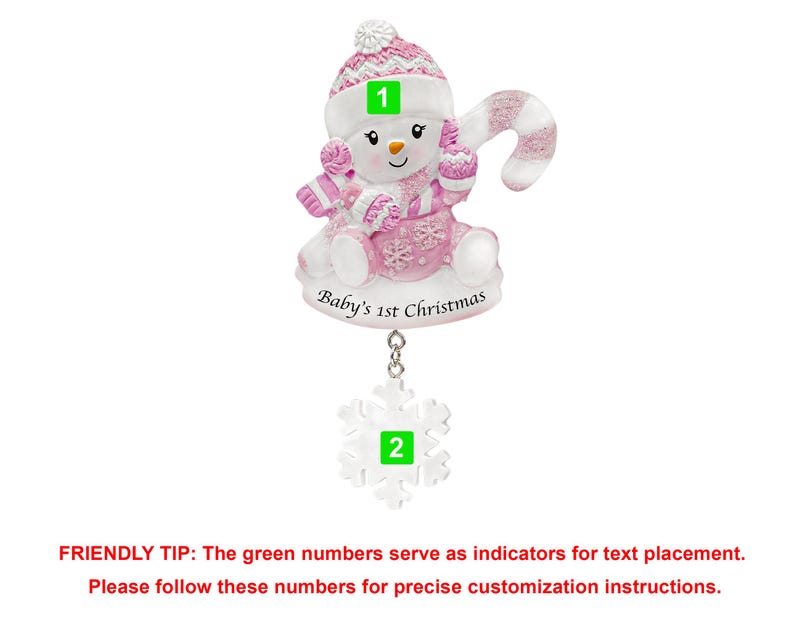 Baby's First Christmas Ornament 2024, Personalized Snowbaby Girl