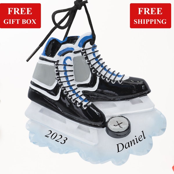 Personalized Black Hockey Skates Ornament Etsy