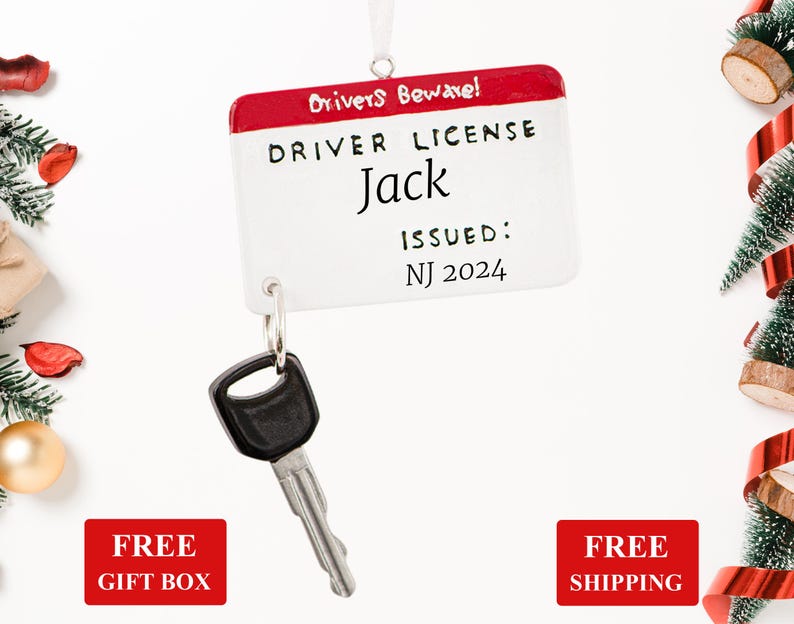 Driver's License Personalized Christmas Ornament 2024, Plate Tag With