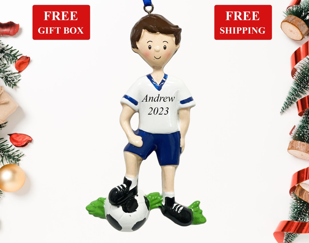 Soccer Boy Personalized Ornament 2023, Customized Male Soccer Player