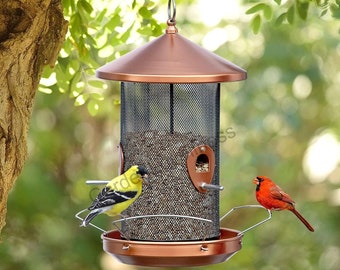 Copper Metal Wild Bird Feeder | Hanging Bird Feeder | Memorial Bird Feeder | Unique Bird Feeder | Window Bird Feeder | Garden Decor