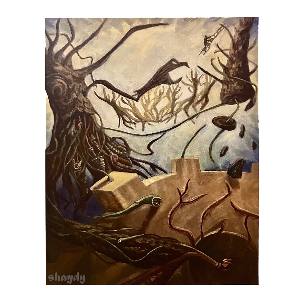 Dark Fantasy Forest Art Print, Scary Trees Art, Sci-fi Steampunk ...