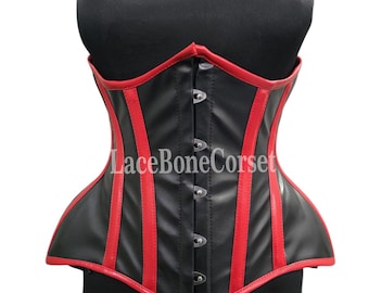 Heavy Duty Double Steel Boned Underbust Waist Trainer Leather Corset