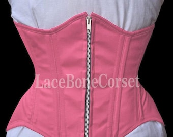 Cotton Underbust Corset: Goth Style, Double Steel Boned, Waist Training