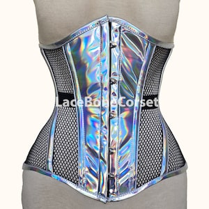 Mesh Women&#39;s Waist Training Corset Steel Boned Corset Underbust Shaper Heavy Duty Weight Loss Corset , Holographic Pvc Mesh  Corset