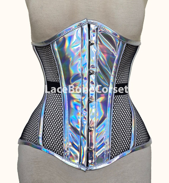 Mesh Women s Waist Training Corset Steel Boned Corset Underbust Shaper Heavy Duty Weight Loss Corset Holographic Pvc Mesh Corset Etsy