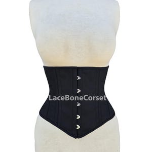 Women&#39;s Underbust Waist Trainer Cotton Heavy Duty Double Steel Boned Black Corset